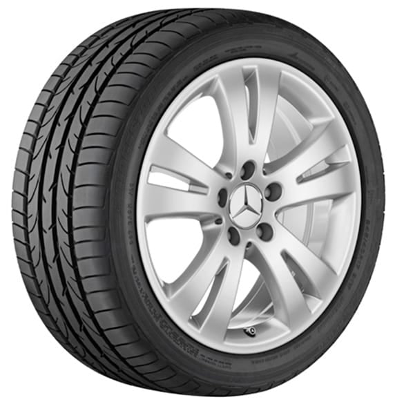 Mercedes Alufelgen 5-Doppel-Speichen-Design 7,5 x 17 Zoll ET47 titansilber